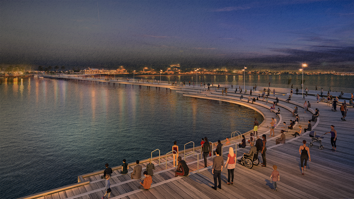 The new pier features a curved design across a 400-metre length of crafted Australian timber.