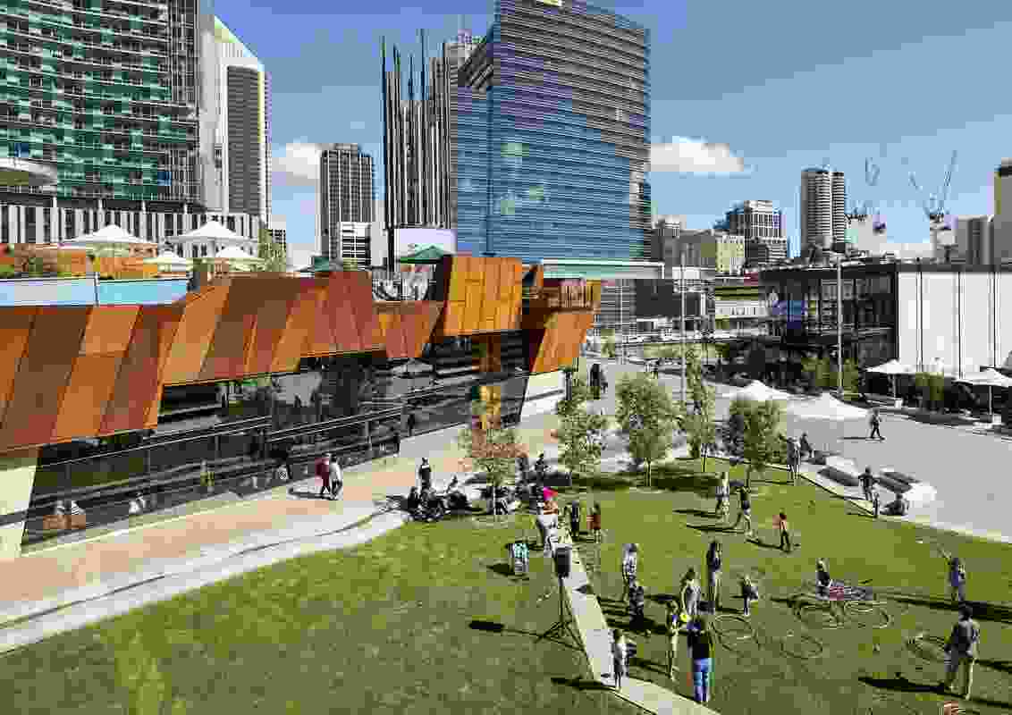 Yagan Square by Aspect Studios, Lyons Architecture and Iredale Pedersen Hook won an Award of Excellence in the Tourism category and a Landscape Architecture Award in the Civic Landscape category.