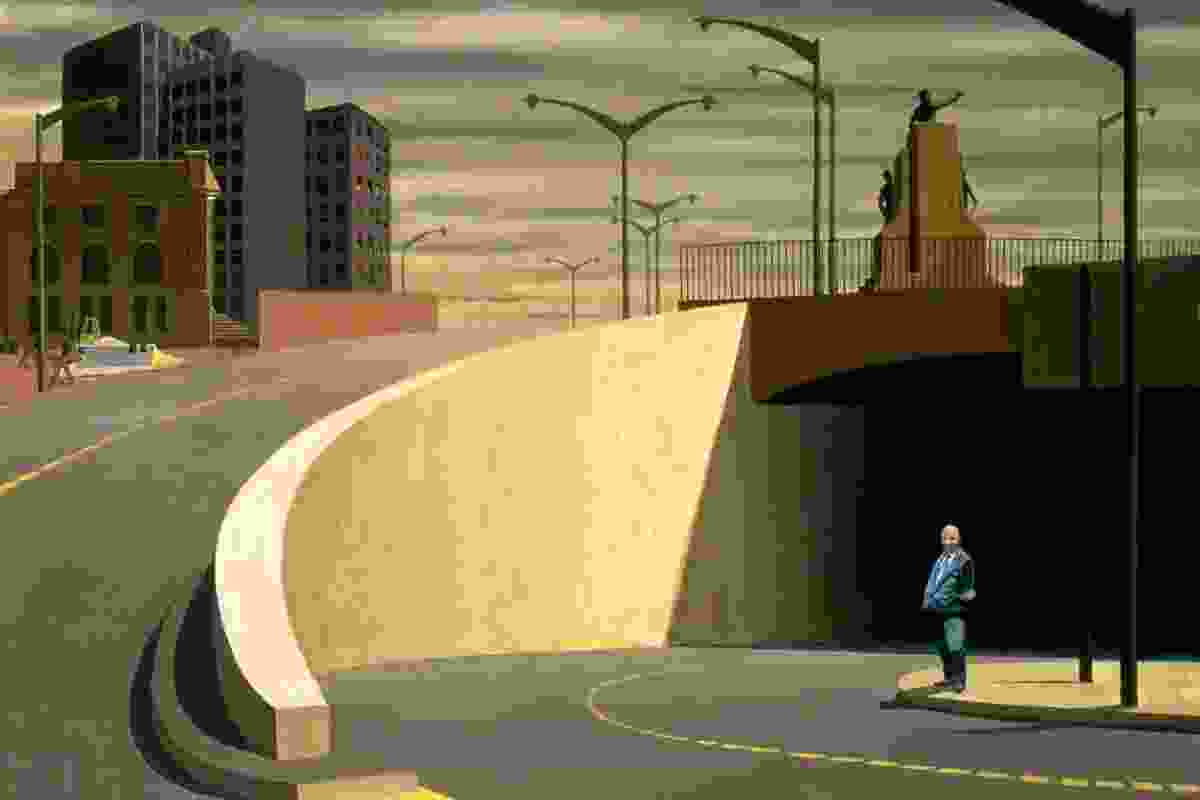 Jeffrey Smart, Cahill Expressway, 1962, oil on plywood, 81.9×111.3 cm.
