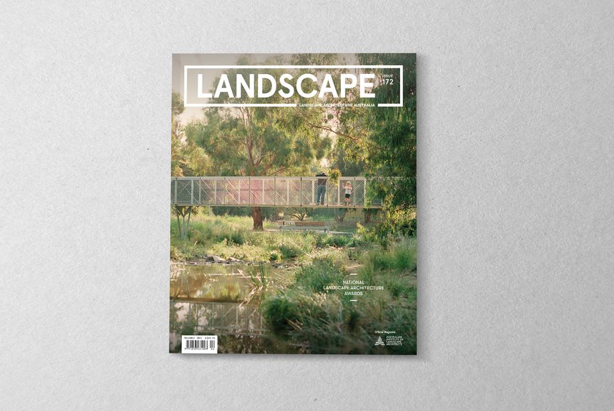 The cover of the November 2021 issue of Landscape Architecture Australia features Reimagining Your Creek by Realmstudios with Alluvium Consulting and E2DesignLab.