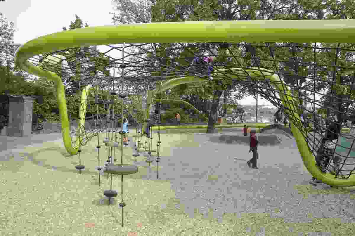 Sculptural playground, Schulberg, designed by ANNABAU Architektur und Landschaft. 