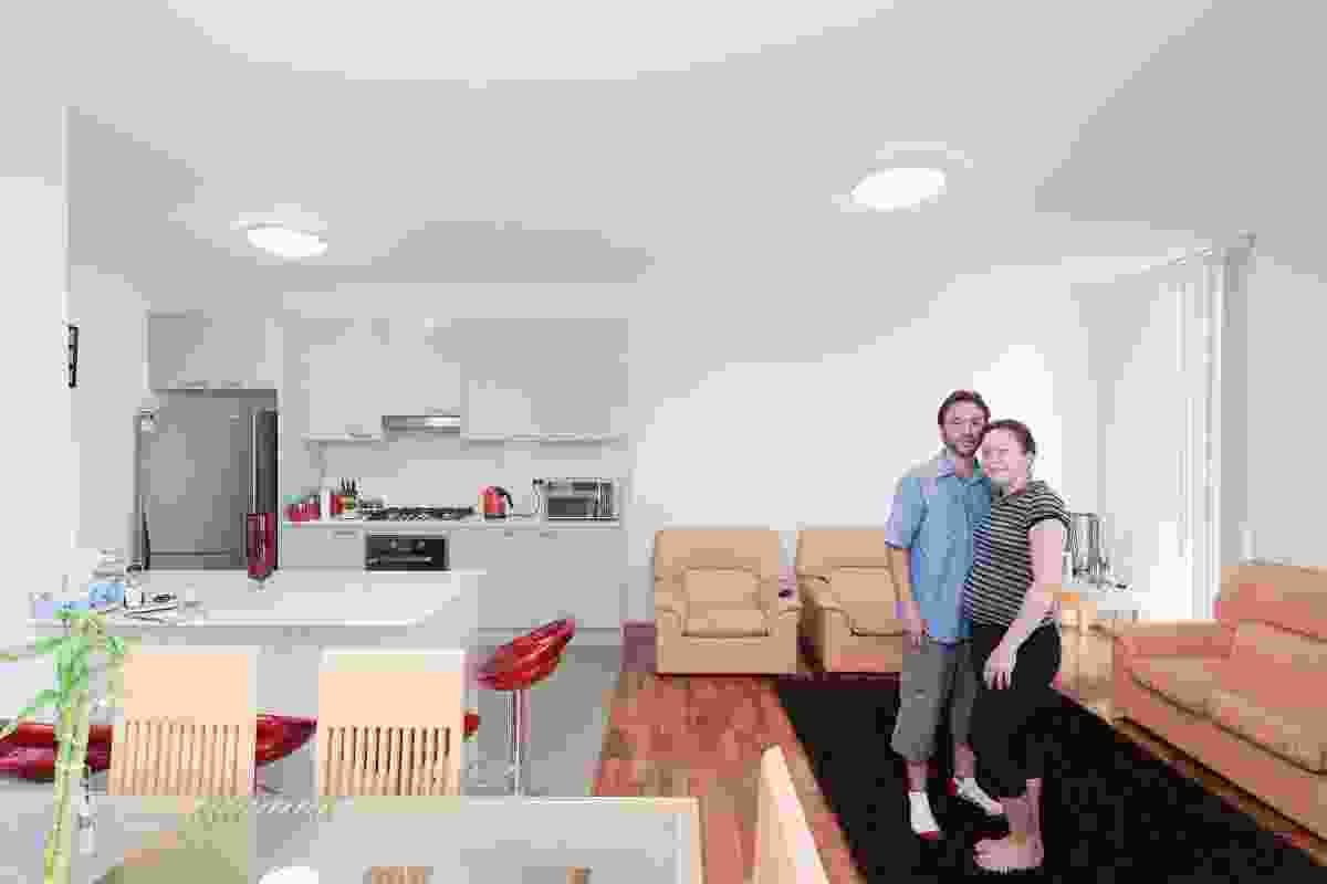 Maria and Mark in their two-bedroom apartment in the Dutton Street project.