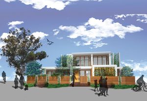The north facade of Team Collaborative Future's winning scheme.