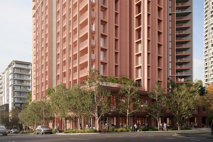 The exterior colour palette is inspired by the angophora tree’s distinctive pink-hued bark.