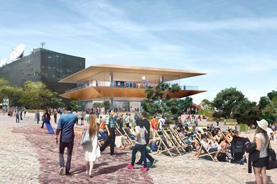 The proposed Apple Federation Square store by Foster and Partners.