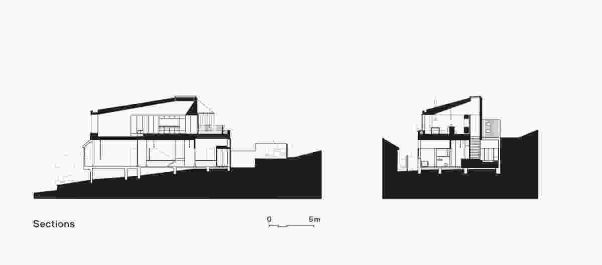 Sections of Surfside House by Andrew Burges Architects.