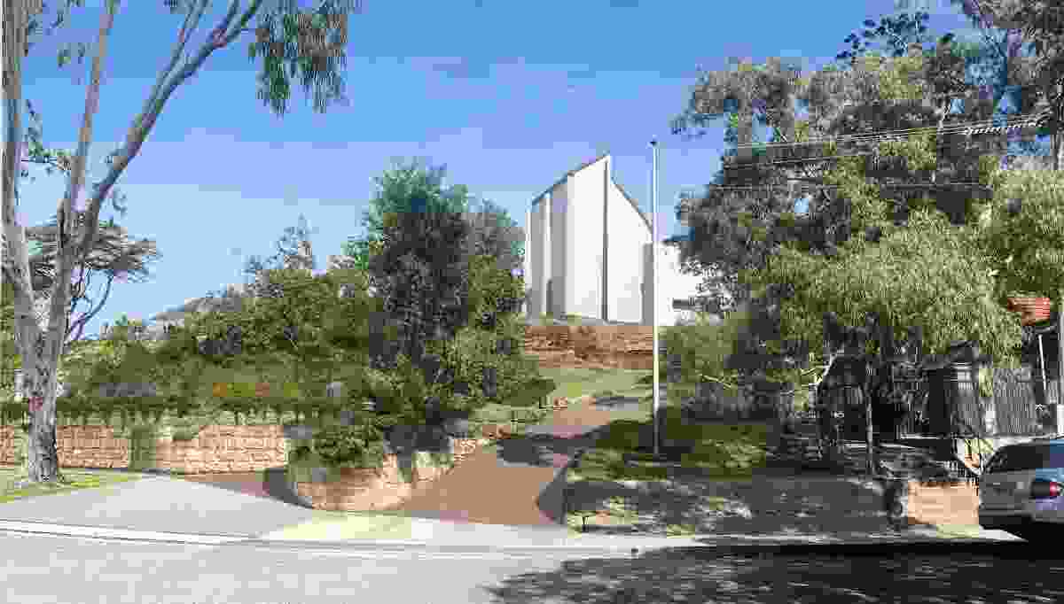 A visualization of the proposed private residence on the site of the Wentworth Memorial Church.