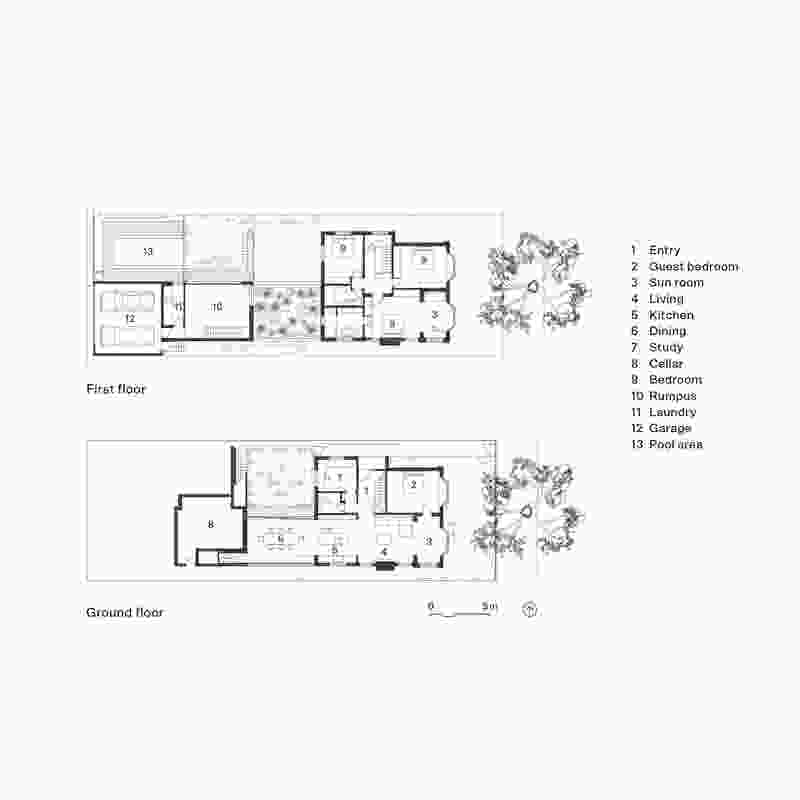 Plans of O House by Marston Architects.