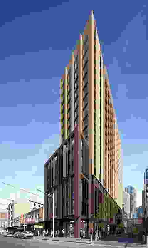 View of proposed the tower designed by PTW Architects from Sussex Street.