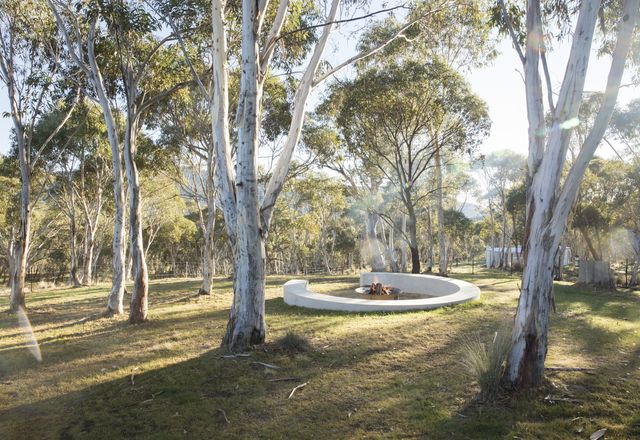 A fire pit designed by Michael Bates in the Snowy Mountains. 