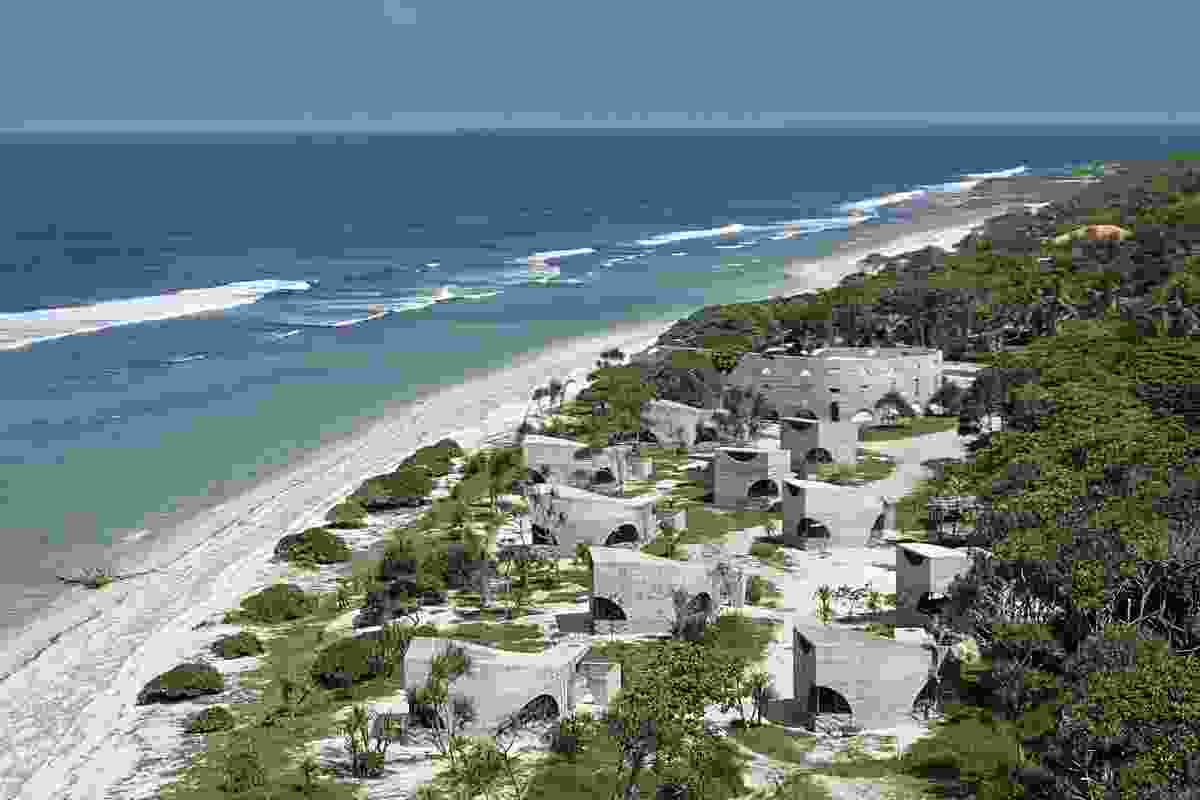 The resort’s eighteen villas are dispersed in the dunes along the beach.