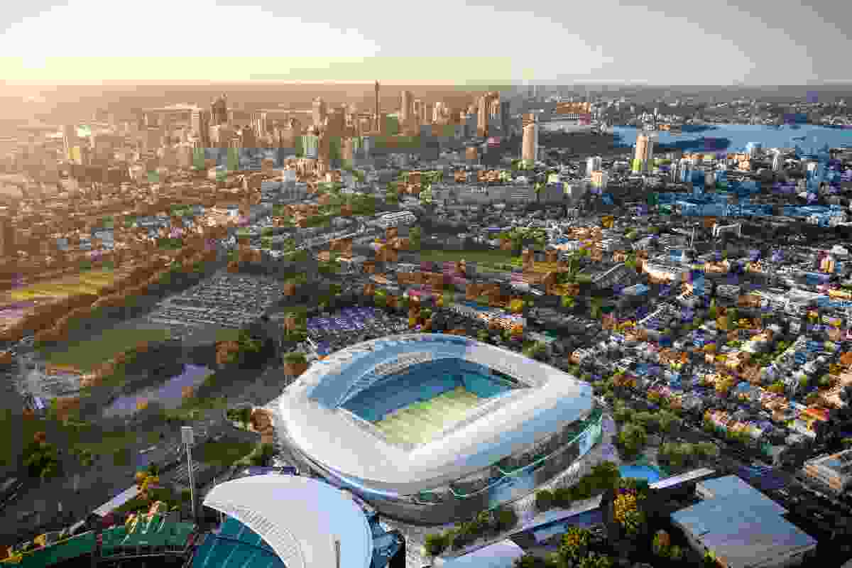 Cox Architecture's winning design for the Sydney Football Stadium.