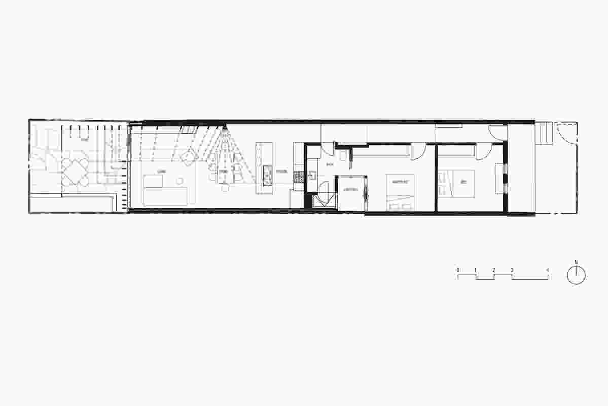 Plan of the Cross Stitch House by FMD Architects.