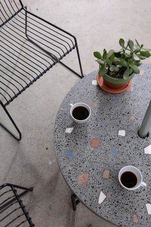 Waste Terrazzo by Five Mile Radius, originally created as a concrete side table, can now be ordered as a custom slab.